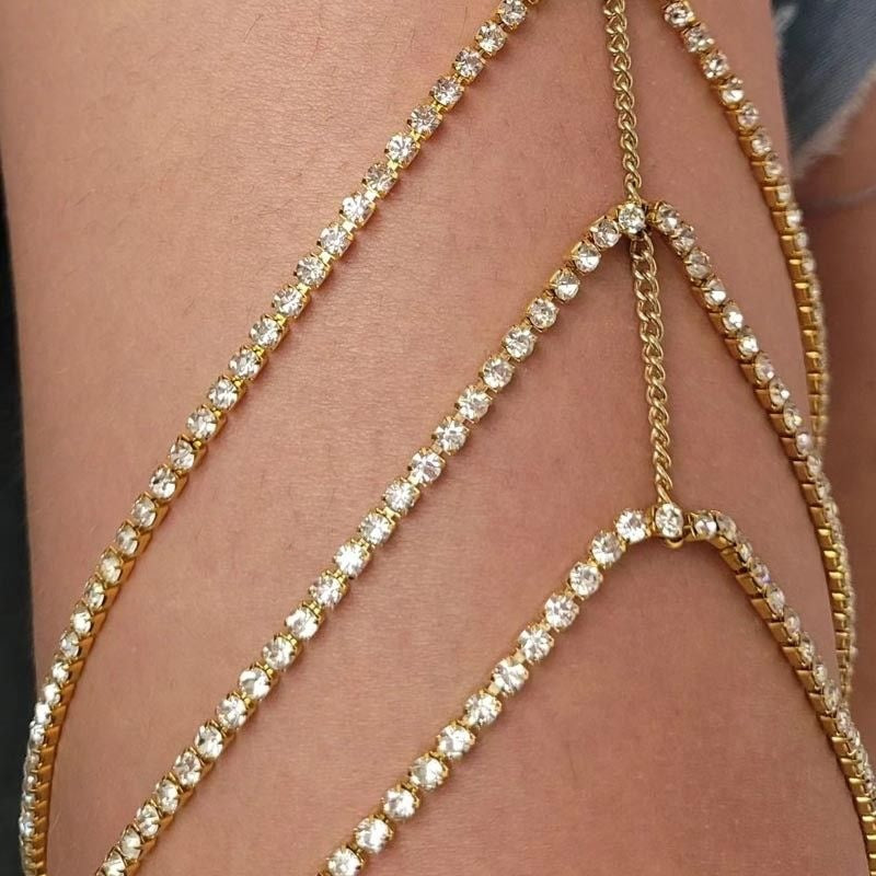 Spicy Girl Style Fringe Ankle Chain with Full Diamond Embellishment, Women's Ultra-Sparkling, Elegant, and Sensual Vacation-Style Body Chain Ankle Accessory
