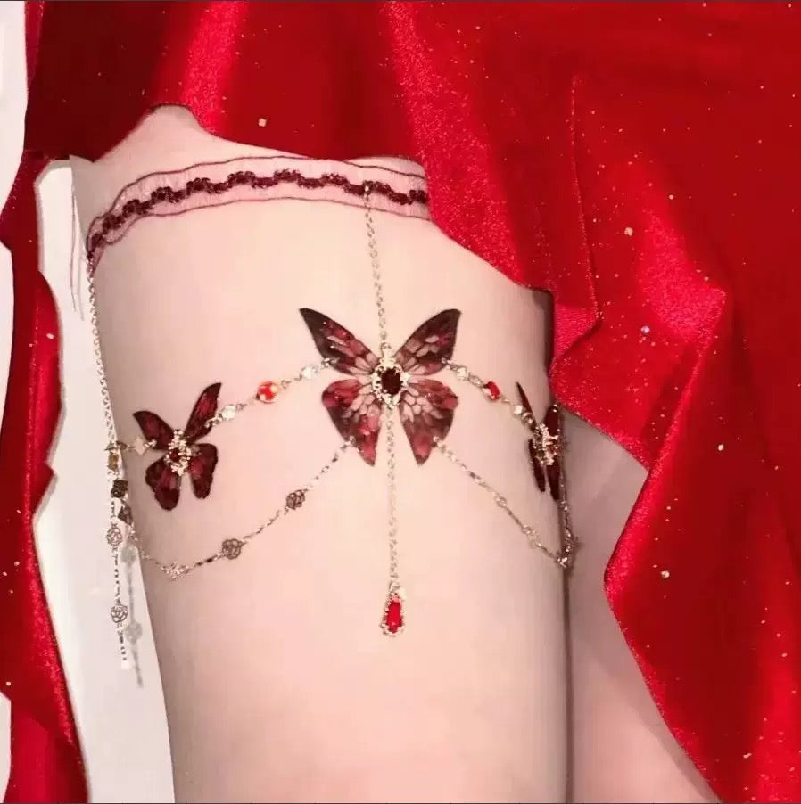 Lace Butterfly Fringe Leg Chains, Sweet & Spicy Body Chains