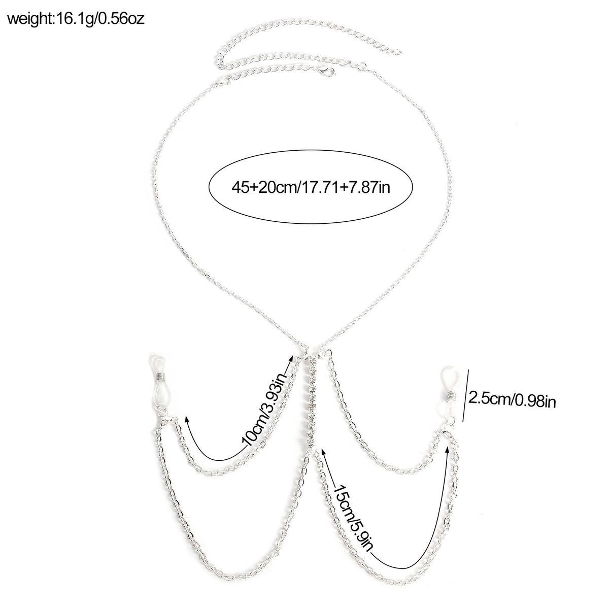 Glittering chest chain, sexy body accessory with diamond-studded tassels, no-piercing nipple chain for pure sensuality and nightclub wear.