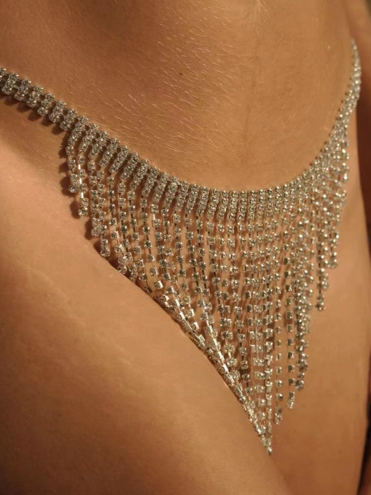 Multi-layer rhinestone waist chain, hip-hop fringe leg chain, sexy nightclub body chain for women