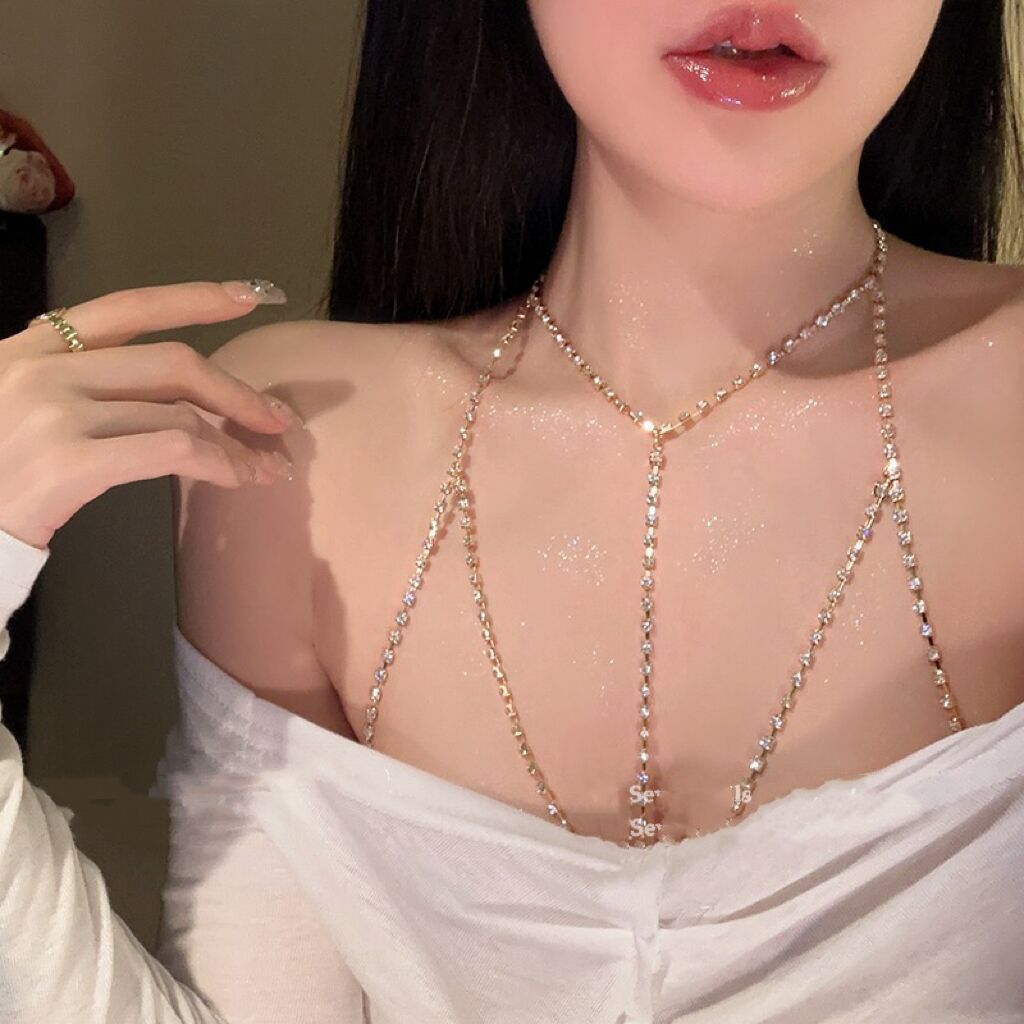 Body chain, collarbone chain, body necklace, sparkling diamond sexy necklace for women