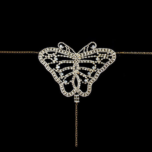 Rhinestone Butterfly Panty Chain, Women's Pure Desire Nightclub Sexy Body Chain, Premium Summer Accessory for Ladies