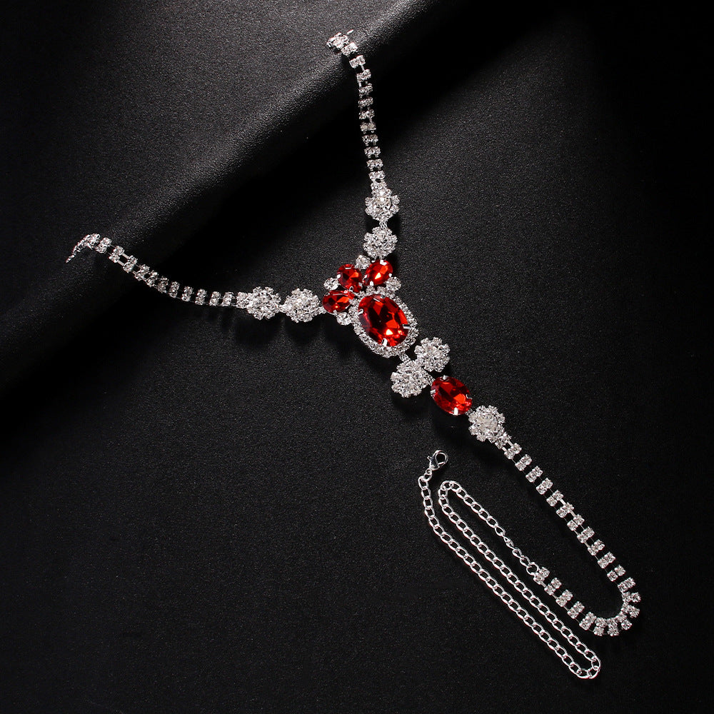 Ruby Rhinestone Panty Chain, Sexy Lingerie Thong Body Chain with European Style for Women, Premium Quality