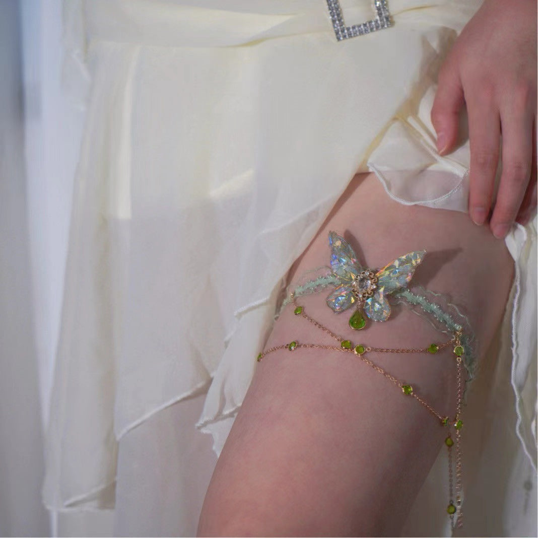 Pure Desire Lace Sensual Butterfly Fringe Arm Cuff, Women's Niche Design Instagram-Inspired Collar, Light Luxury Style Adjustable Leg Chain