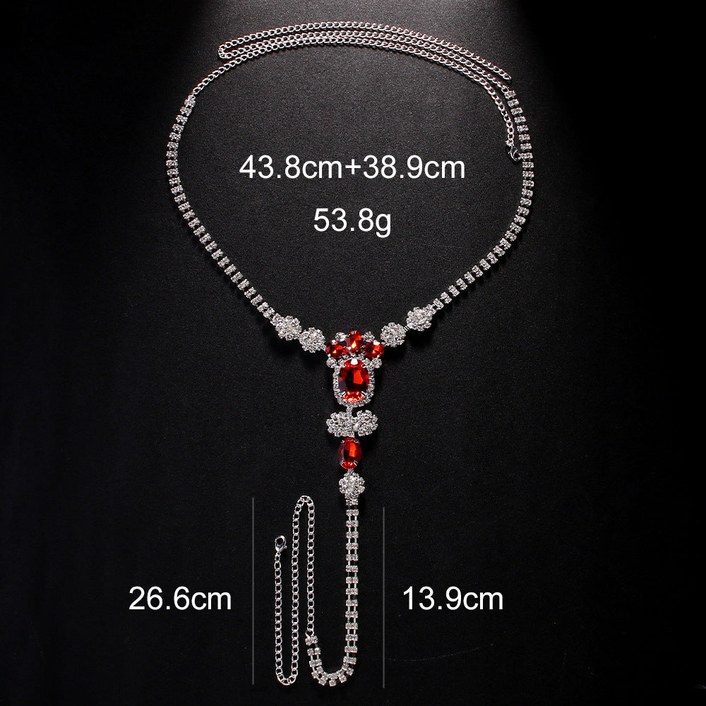 Ruby Rhinestone Panty Chain, Sexy Lingerie Thong Body Chain with European Style for Women, Premium Quality
