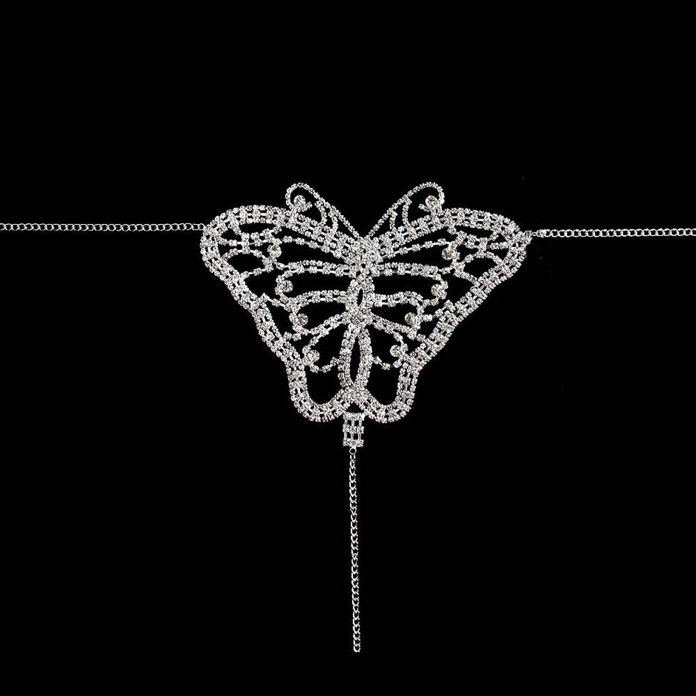 Rhinestone Butterfly Panty Chain, Women's Pure Desire Nightclub Sexy Body Chain, Premium Summer Accessory for Ladies