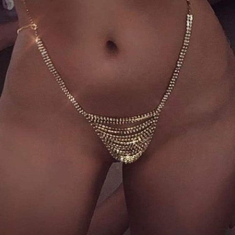 Chest Chain Sexy Fashion Nightclub Beach Party Rhinestone Bikini Thong Body Chain