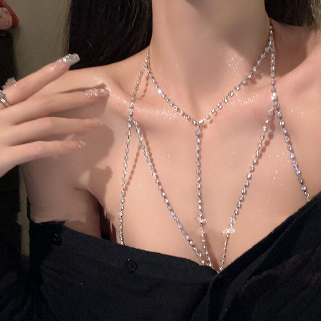 Body chain, collarbone chain, body necklace, sparkling diamond sexy necklace for women
