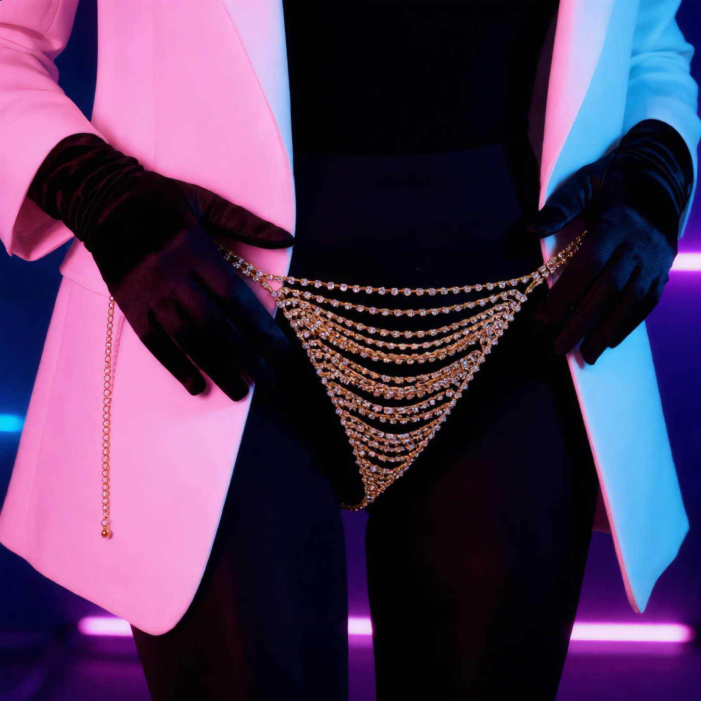 Chest Chain Sexy Fashion Nightclub Beach Party Rhinestone Bikini Thong Body Chain