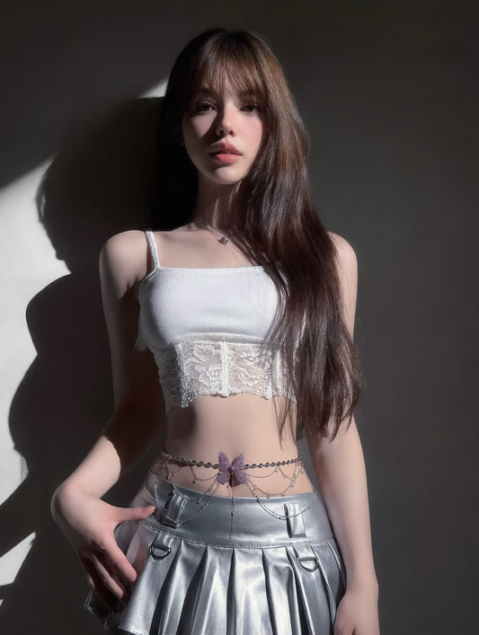 Rhinestone Butterfly Waist Chain, Long Layered Pearl Fringe Waist Ring, Sexy and Sensual High-End Navel Chain Accessory