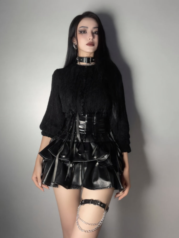 Gothic-style punk JK belt leg ring, feminine thigh accessory, sexy strappy leg chain