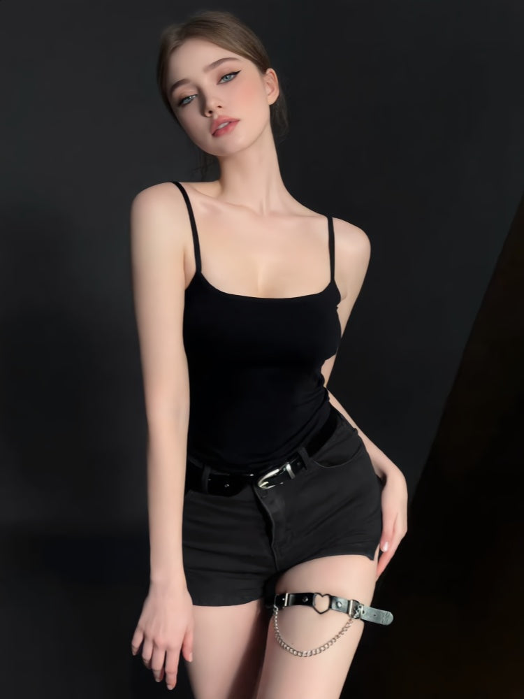 Gothic-style punk JK belt leg ring, feminine thigh accessory, sexy strappy leg chain