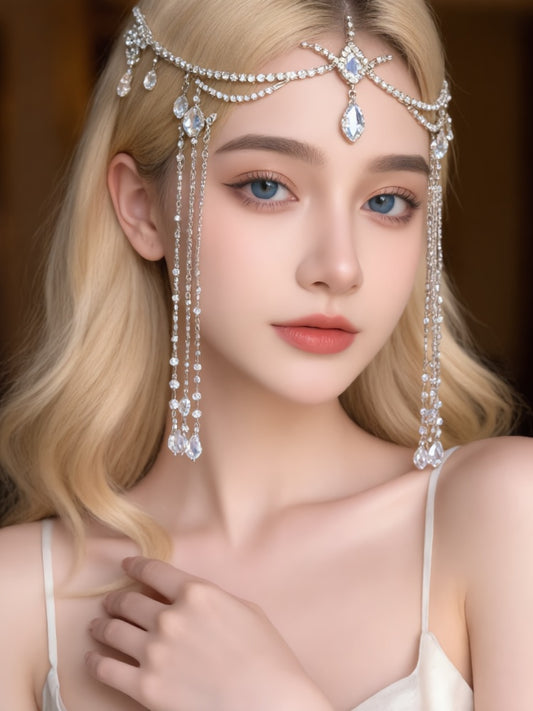 Versatile, Exotic-Style Traditional Chinese Headpieces; Fringed Hair Accessories for Women's Hanfu; Traditional Costume Forehead Ornaments, Brow Charms, Face Veils, and Face Curtains