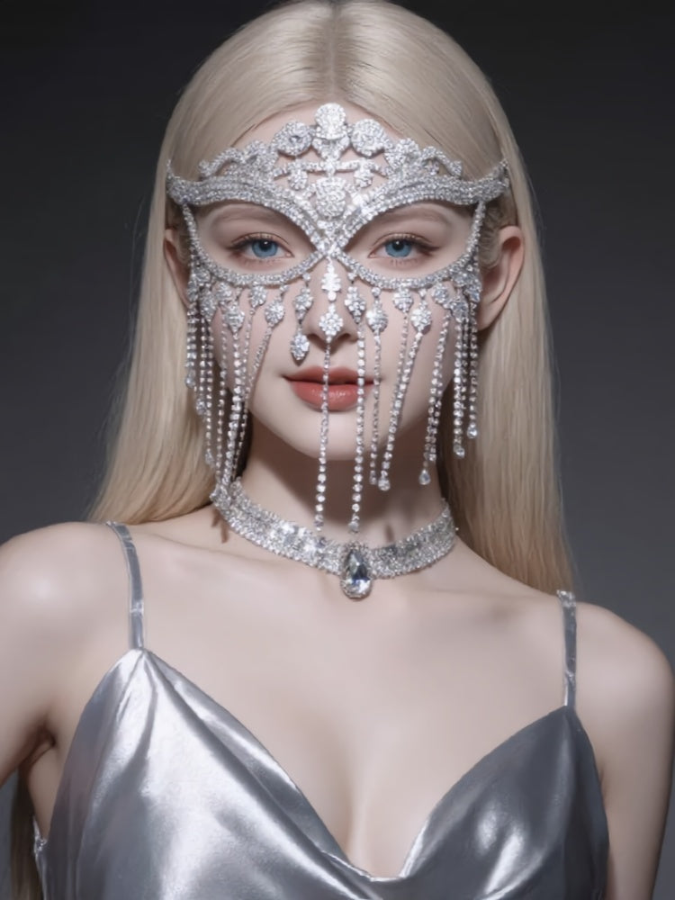 Sexy, niche-style veils; sequined and rhinestone-embellished fringe face veils for parties; mask-style stage accessories