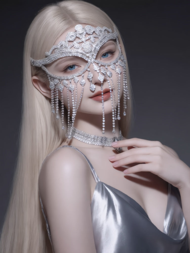 Sexy, niche-style veils; sequined and rhinestone-embellished fringe face veils for parties; mask-style stage accessories